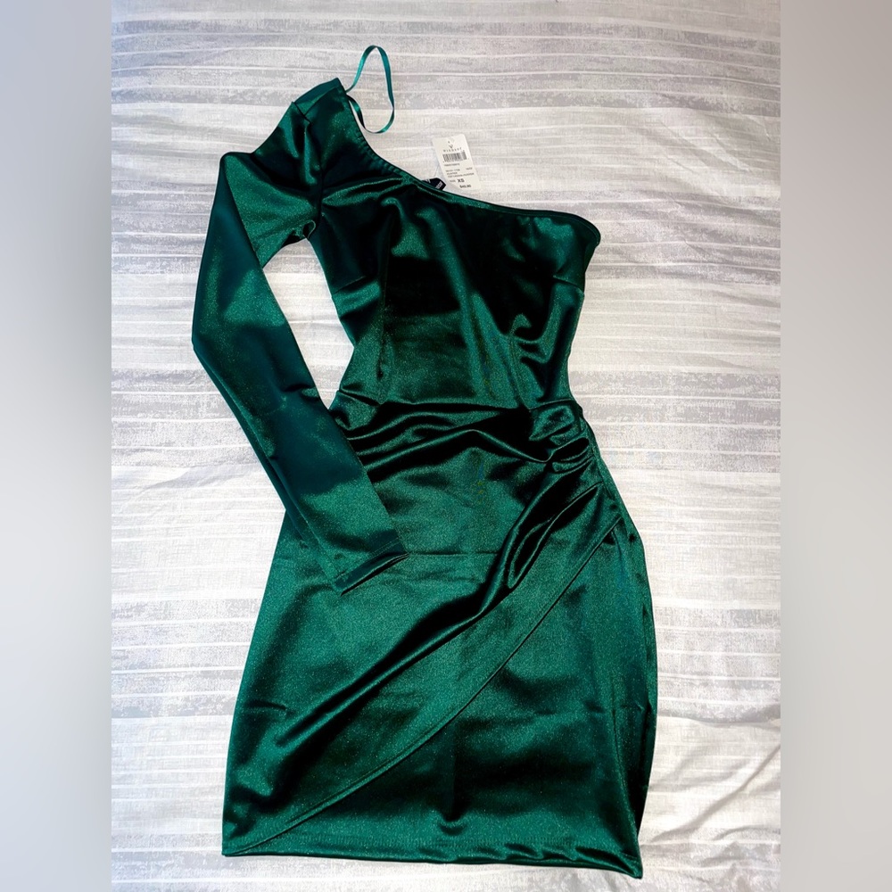 One shoulder Satin Cut out Dress